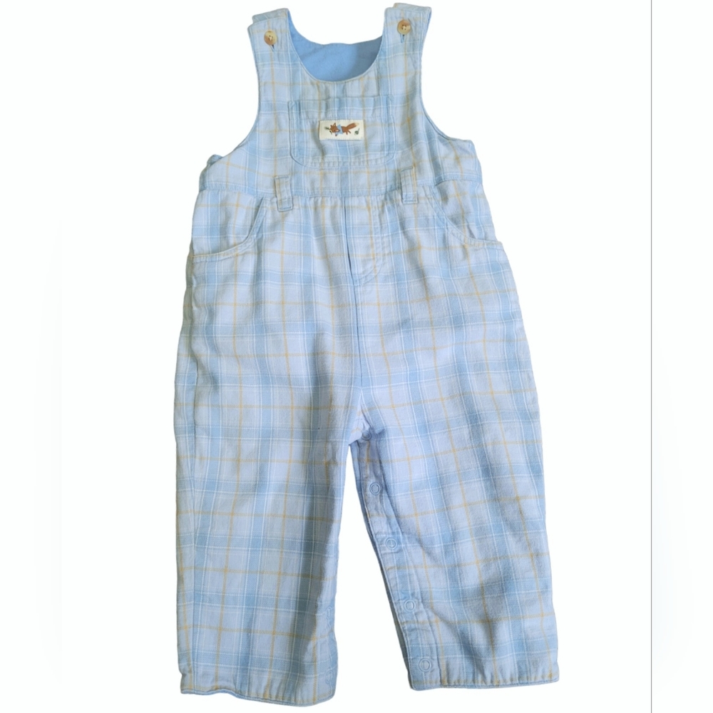 Vintage Lands' End light blue plaid overall pants